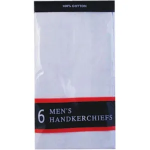 6 Pack Mens White Handkerchiefs