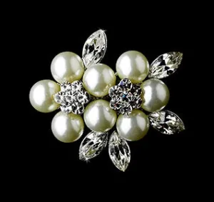 Antique Diamond White Pearl Bridal Brooch or Hair Comb