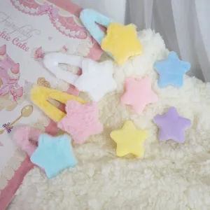 Candy Fairy Cute Star Plush Pastel Pink Blue Yellow Y2K Hair Clips Hair Accessories