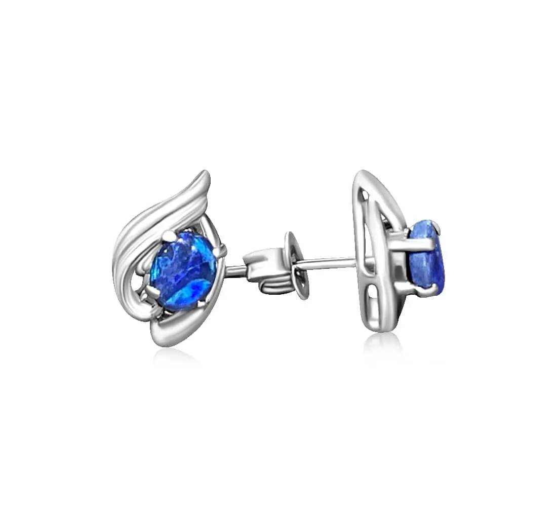 18kt White Gold Black Opal studs