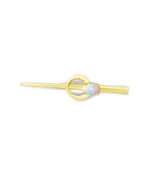 18kt Yellow Gold Brooch with White Opal