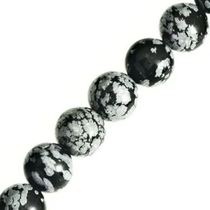 4mm Round Snowflake Obsidian Beads (Pack of 10)