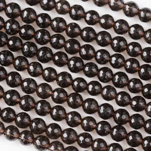 6mm Round Grade A Gemstone Beads - Faceted Smoky Quartz (Pack of 10)