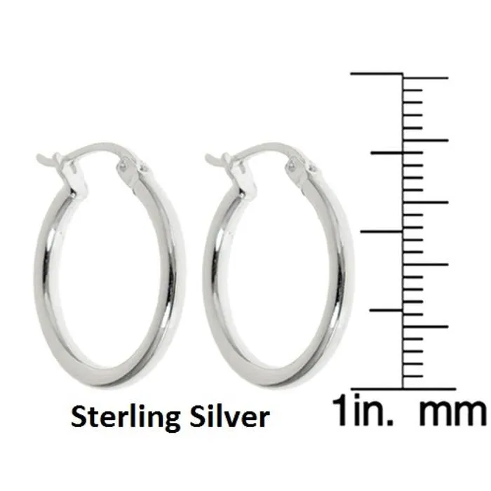 .925 Sterling Silver French Lock Hoops 15mm