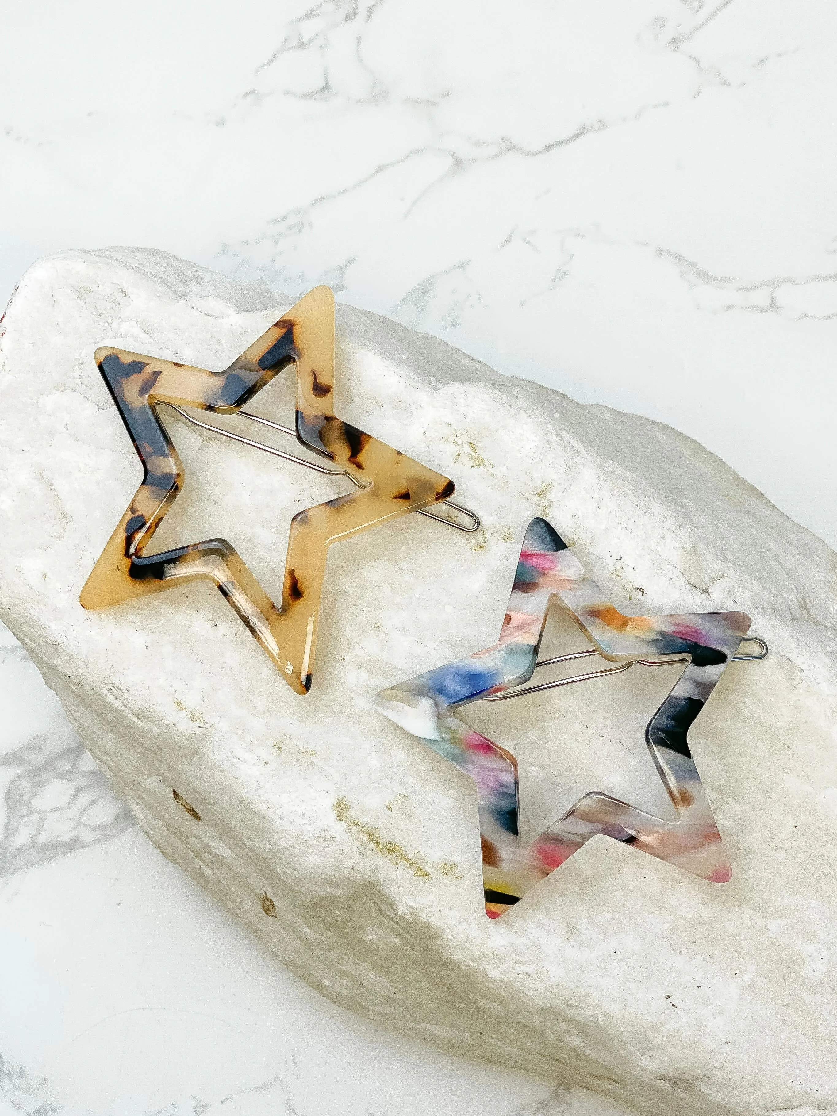 Acrylic Star Hair Clip - Light Tortoise