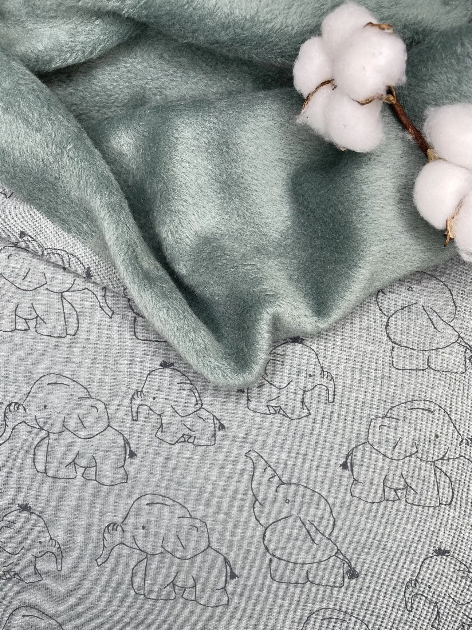 Alpine Fleece Elephants  Print  Fabric