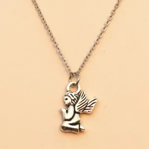 Angel Silver Plated Pendant Necklace For Women