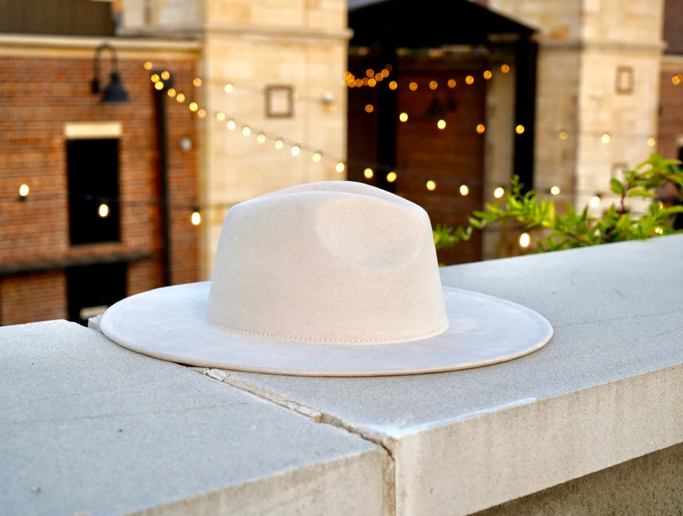 Atlanta Suede Wide Brim Fedora - Cream