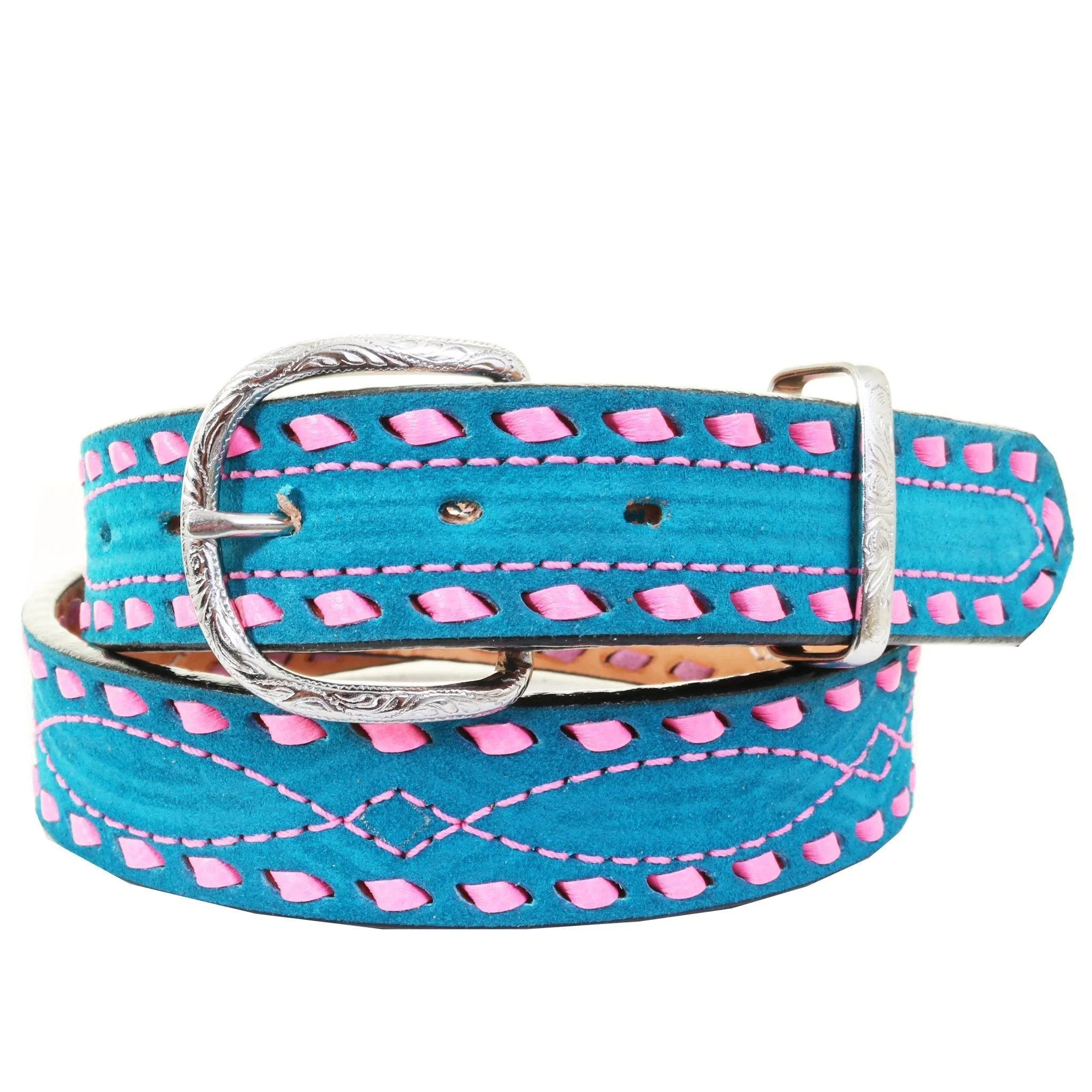 B1225B - Turquoise Blue Suede Belt