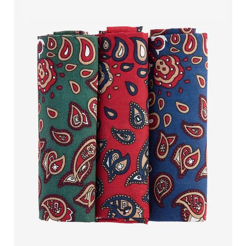 Barbour Handkerchiefs (Set Of 3 Paisley) - Red/Green/Navy