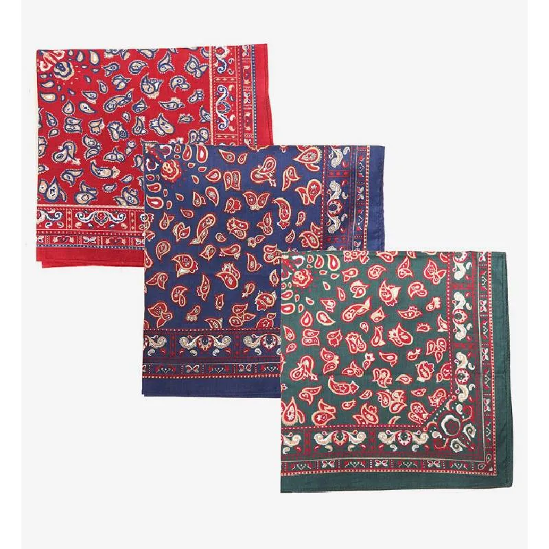 Barbour Handkerchiefs (Set Of 3 Paisley) - Red/Green/Navy