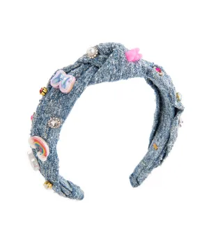 Bari Lynn Knot Headband Denim With Charms