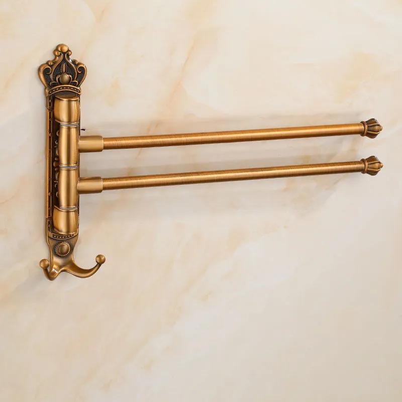 Bathroom Swivel Towel Bar with Hook Wall Mounted Swivel Arm Towel Rack