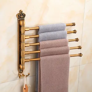 Bathroom Swivel Towel Bar with Hook Wall Mounted Swivel Arm Towel Rack