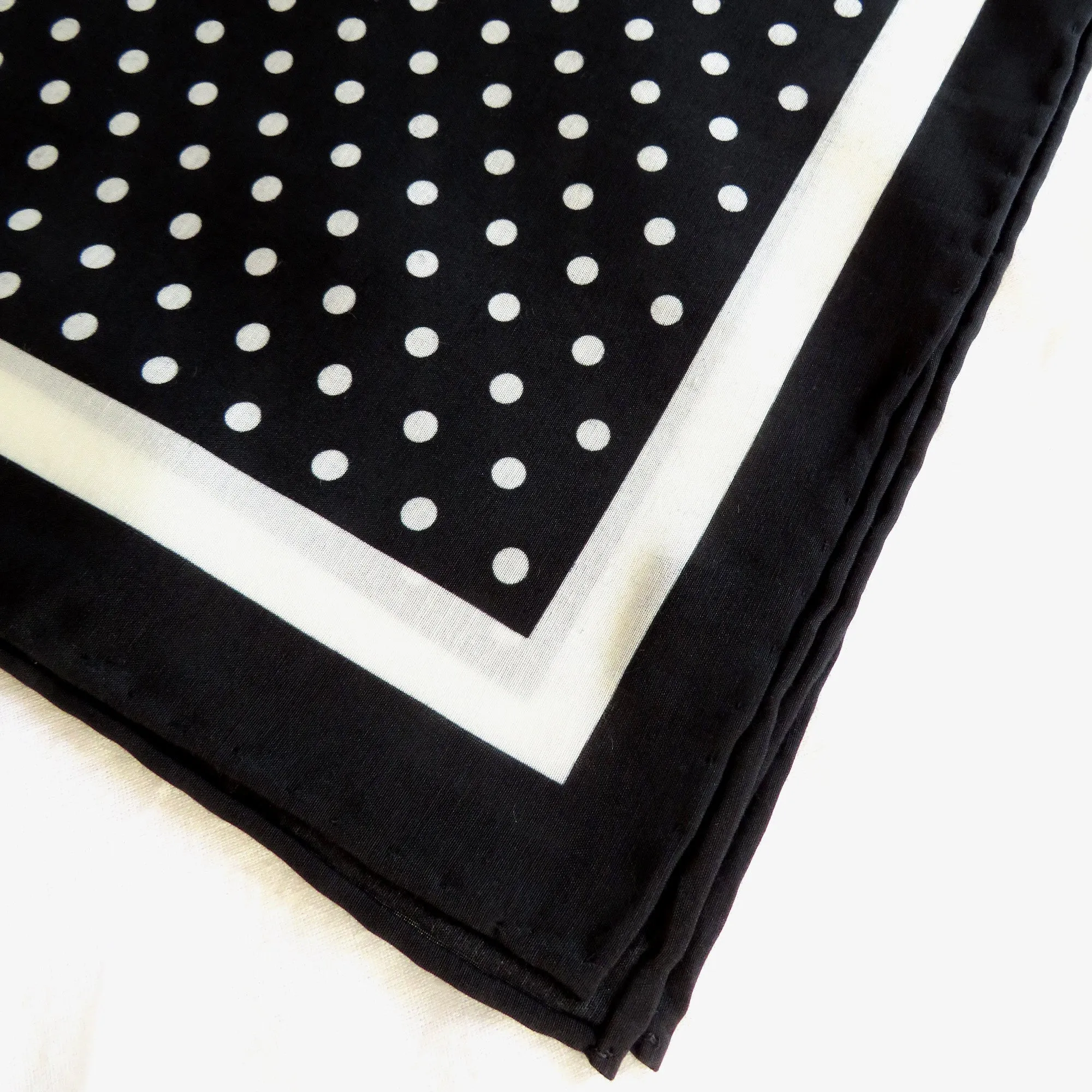 Black & White Polka Dot Cotton Silk Blend Pocket Square Handkerchief