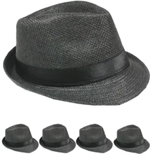 black color straw fedora hat Case of 72