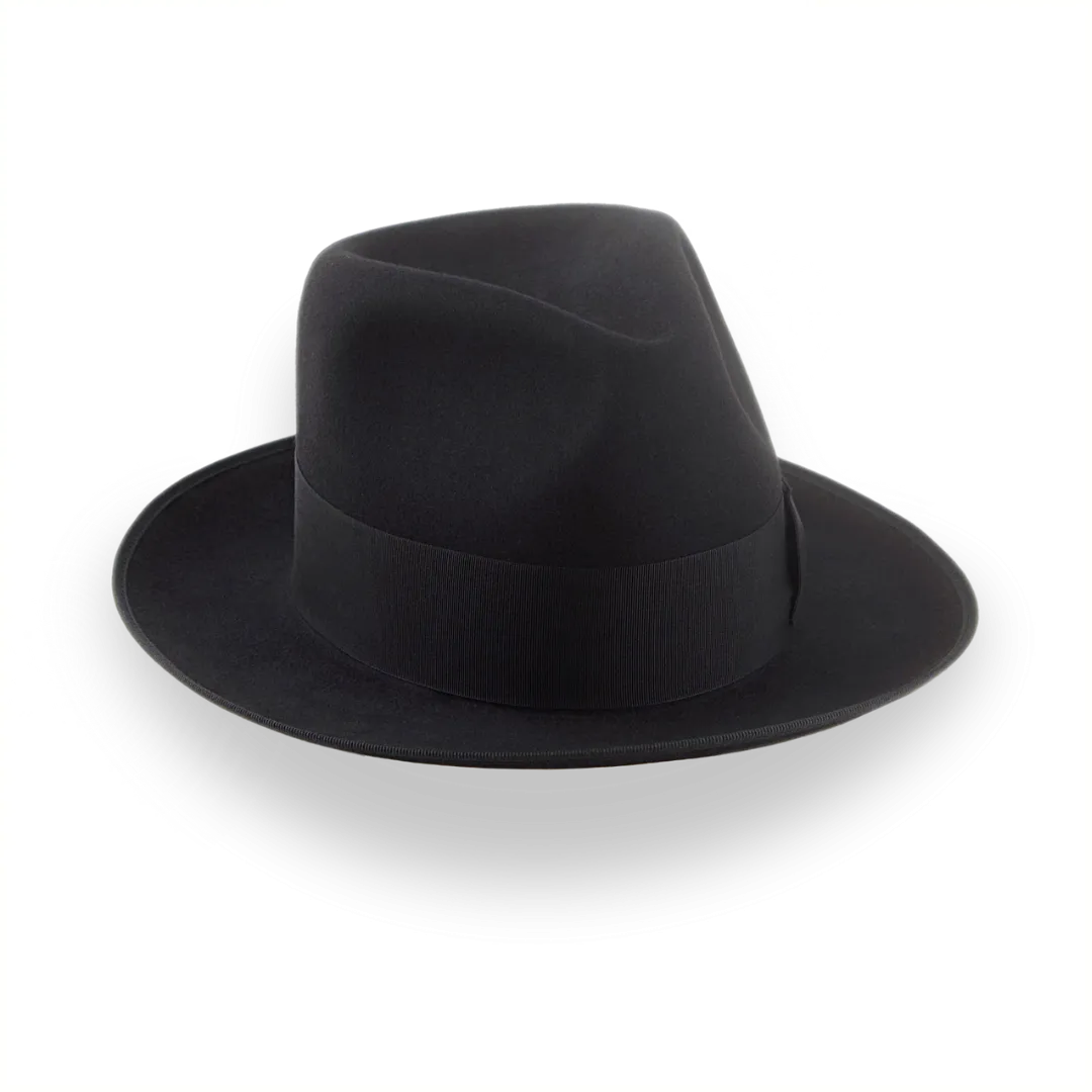 Black High Crown Fedora Hat with Custom Sizes | The Castor