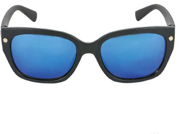 black sunglasses with blue mirror lens Case of 144