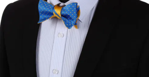 Blue & Yellow Reversible Bow Tie