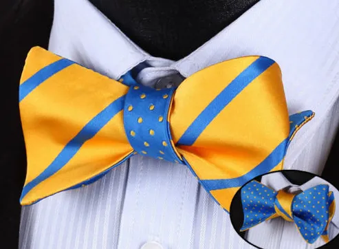 Blue & Yellow Reversible Bow Tie