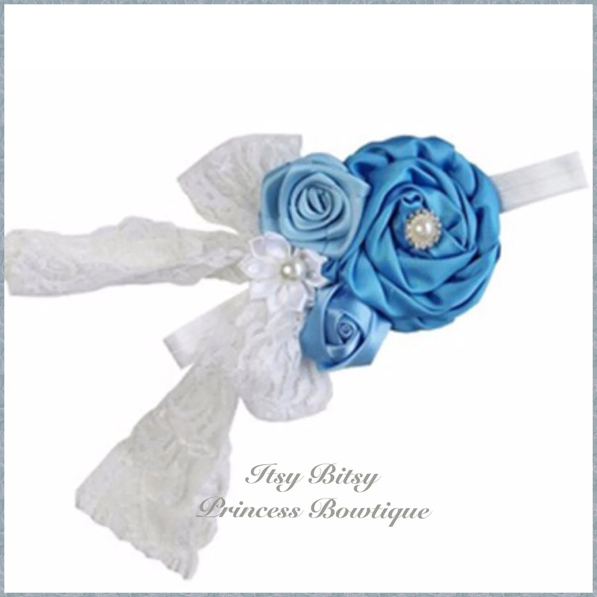 Blue and White Rosettes Headbands