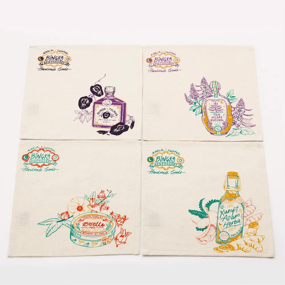 Botanical Apothecary Handkerchief Set of 4