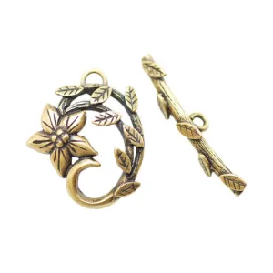 Bronze Plate Mini Toggle Clasp - Dogwood 18mm x 21.5mm - 1 Set