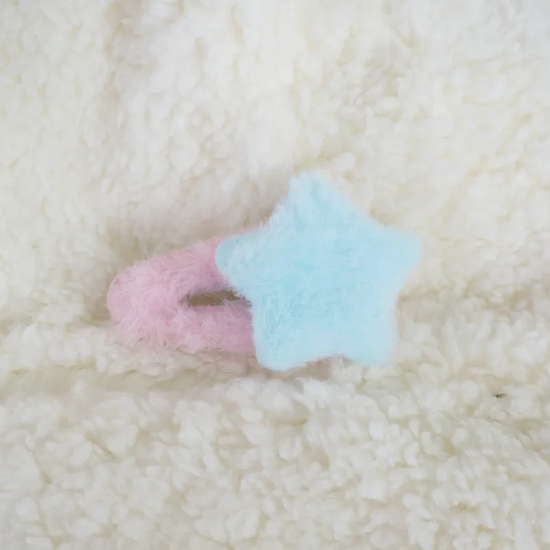 Candy Fairy Cute Star Plush Pastel Pink Blue Yellow Y2K Hair Clips Hair Accessories