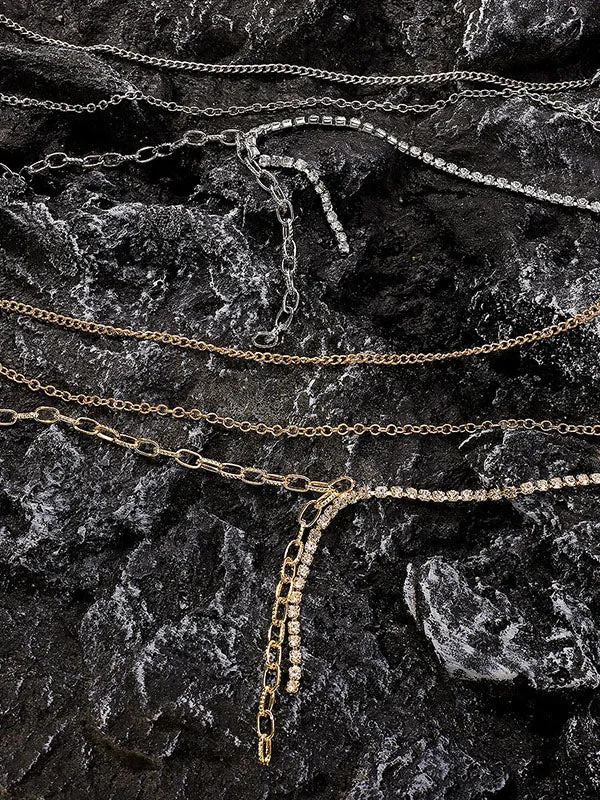 Chains Layered Rhine Stones Necklaces Accessories