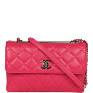 Chanel Medium Trendy CC Flap Bag Dark Pink Lambskin Light Gold Hardware