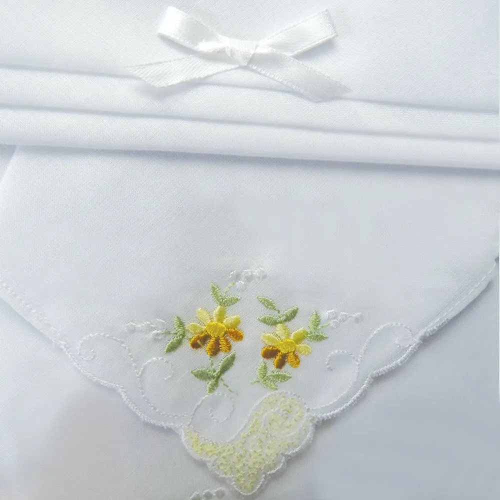 Daisy Ladies Embroidered Cotton Handkerchief Set