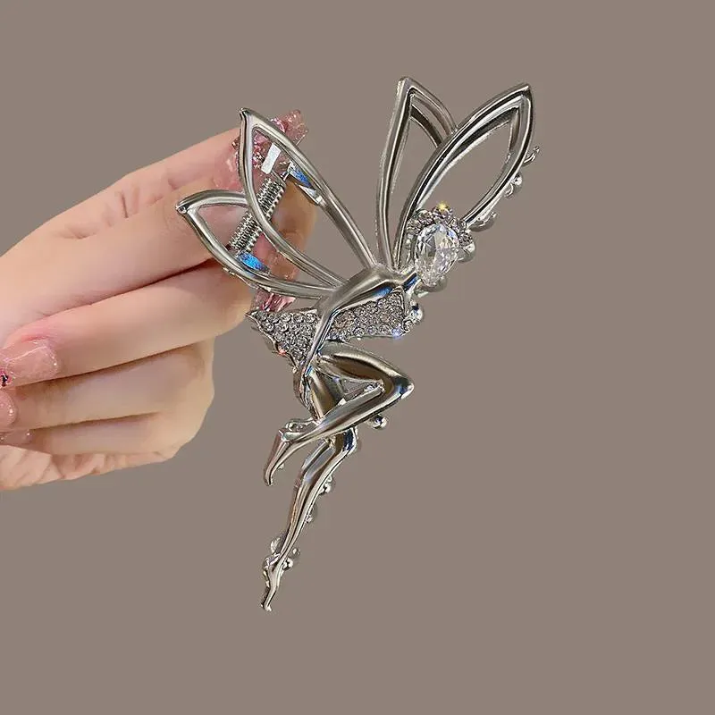 deanwangkt Metal Hair Claw Crab Clip for Women Shiny Rhinestone Crystal Elf Hairpin Barrette Ponytail Claw Clip Hair Accessories Jewelry