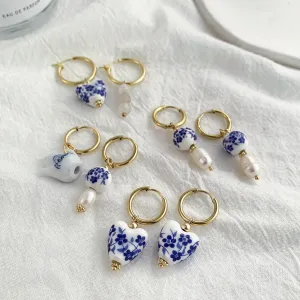 Delft Blue Ceramic Earrings