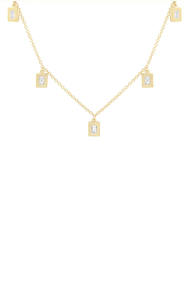 Diamond Baguette Drop Necklace