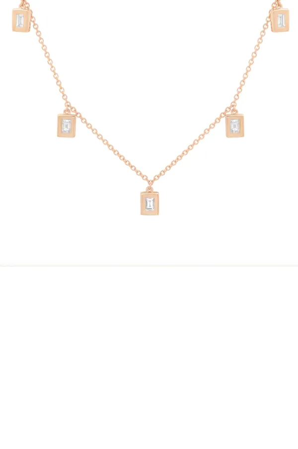 Diamond Baguette Drop Necklace