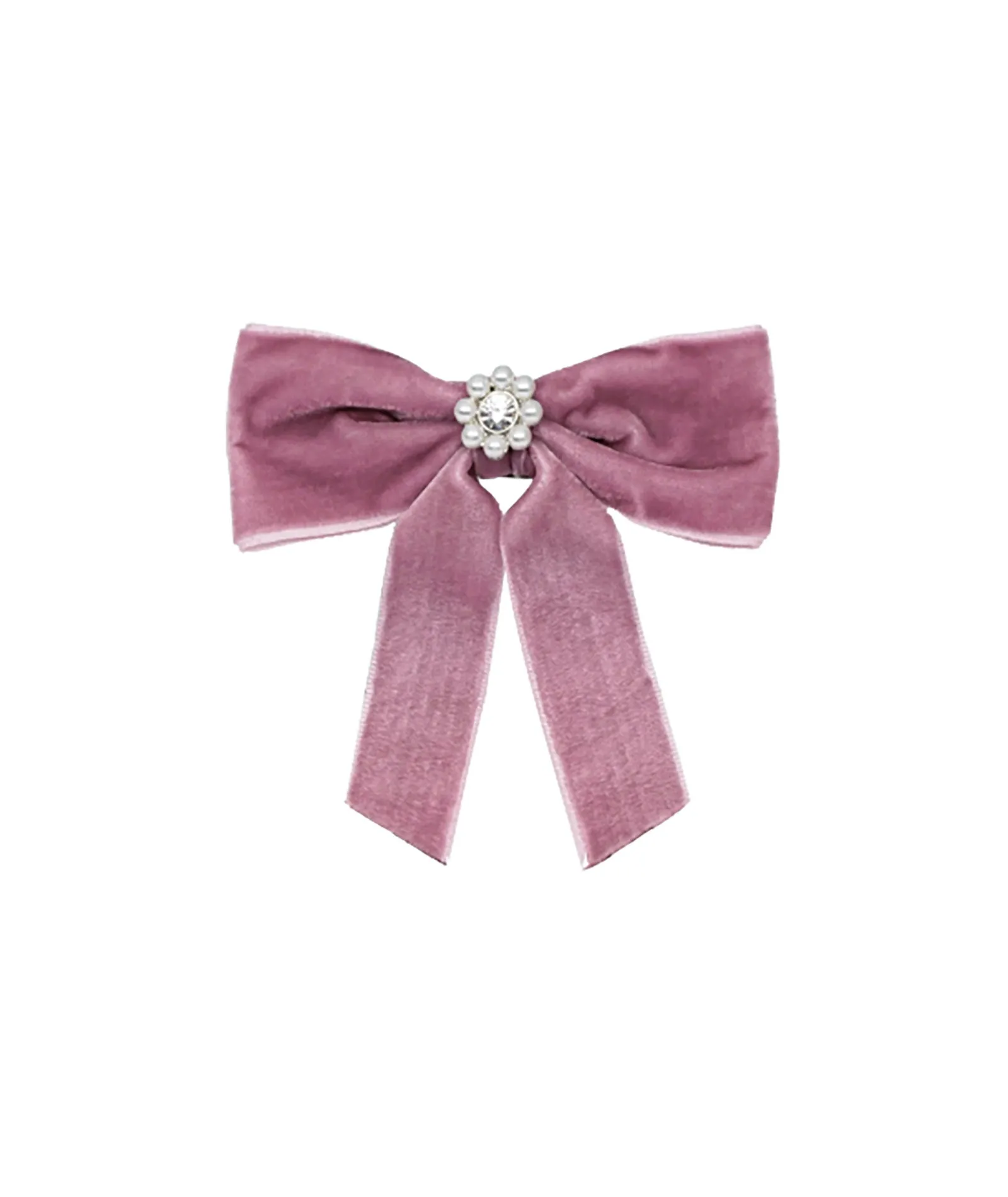 Emi Jay Mini Iconic Velvet Bow Barette in Mauve