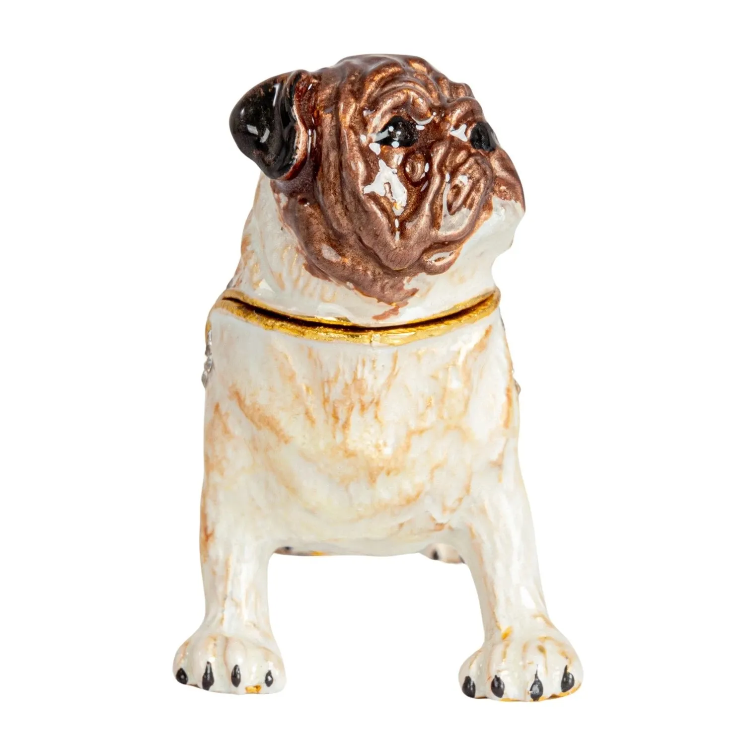 Enameled Metal Pug Trinket Box