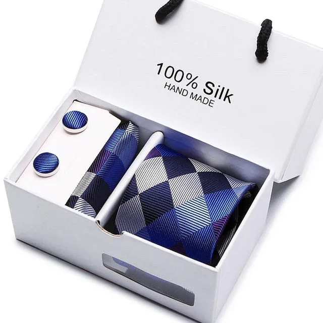 Extra Long 100% Silk Men Tie Set