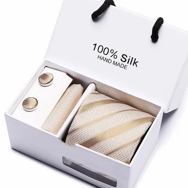 Extra Long 100% Silk Men Tie Set