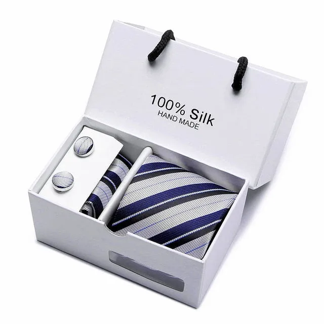 Extra Long 100% Silk Men Tie Set