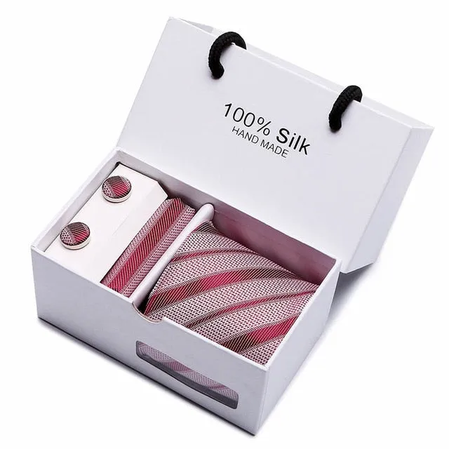 Extra Long 100% Silk Men Tie Set