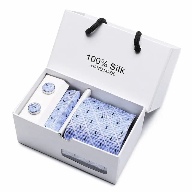 Extra Long 100% Silk Men Tie Set