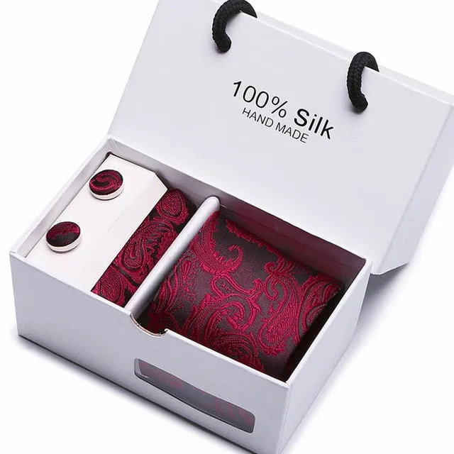 Extra Long 100% Silk Men Tie Set