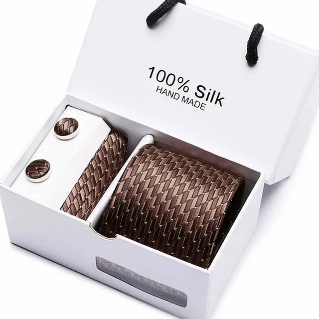 Extra Long 100% Silk Men Tie Set