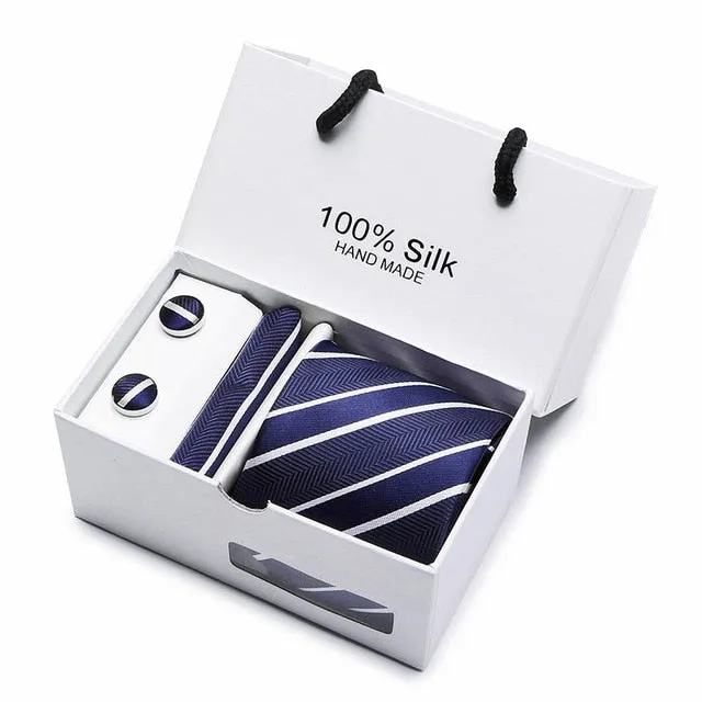 Extra Long 100% Silk Men Tie Set