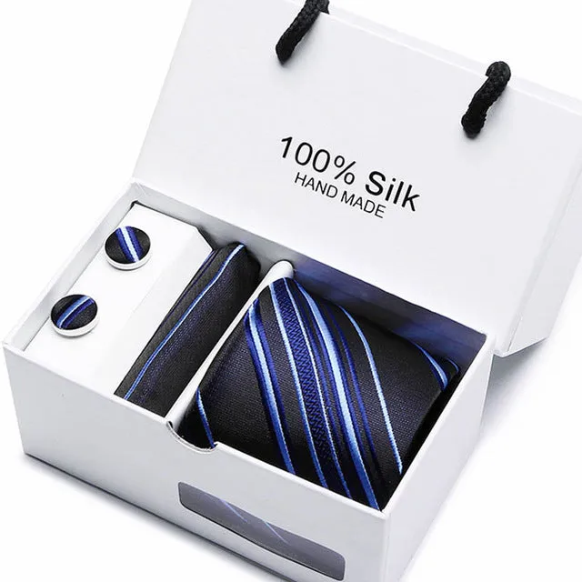 Extra Long 100% Silk Men Tie Set