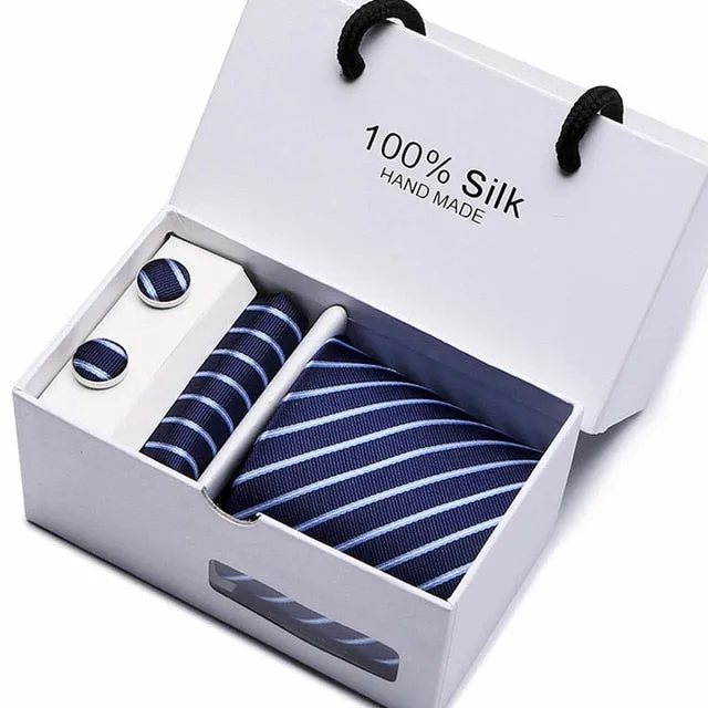 Extra Long 100% Silk Men Tie Set