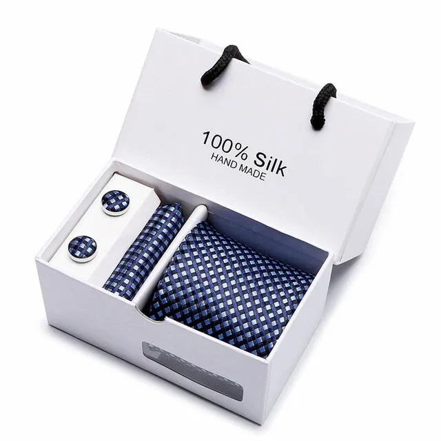 Extra Long 100% Silk Men Tie Set