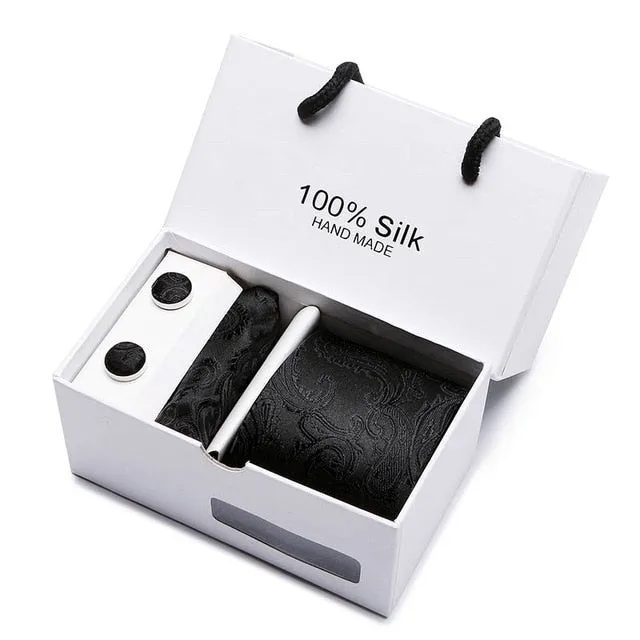 Extra Long 100% Silk Men Tie Set