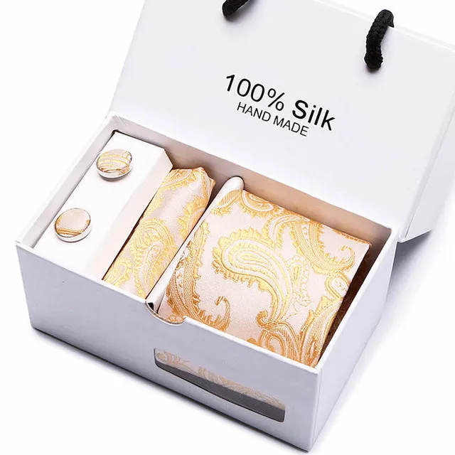 Extra Long 100% Silk Men Tie Set